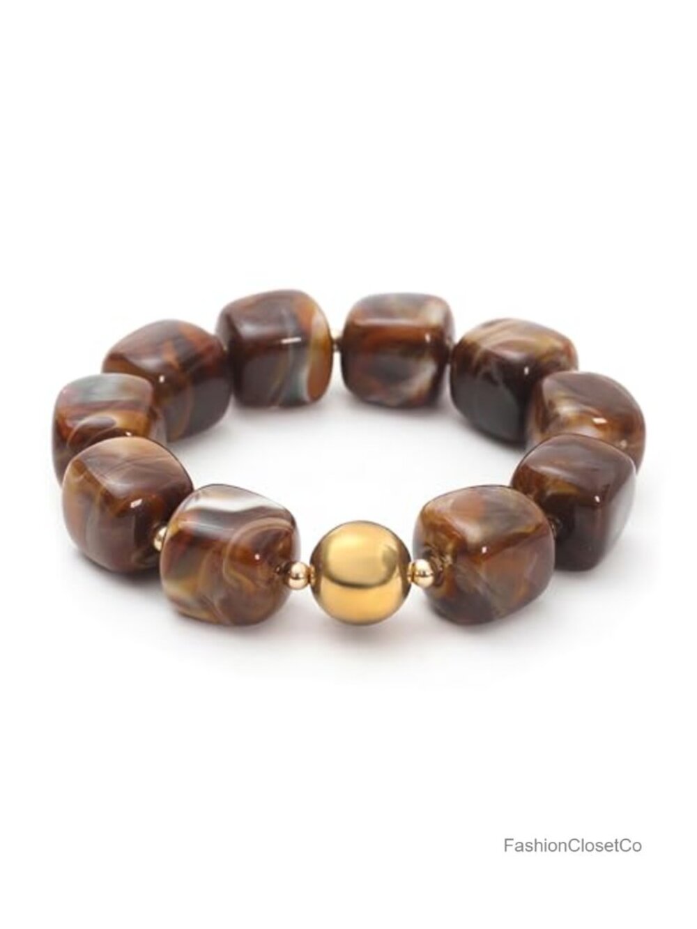 Chunky Acrylic Marble Beaded Stretch Bracelet Boho Women